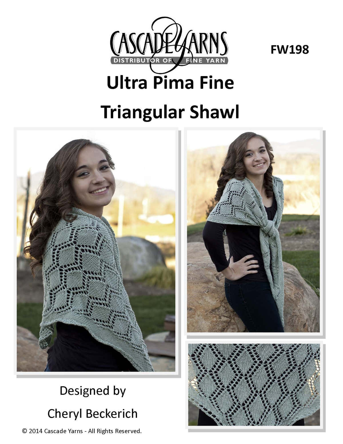 Cascade Yarns FW Triangular Shawl Wrap Knitting Pattern
