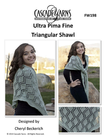 Cascade Yarns FW Triangular Shawl Wrap Knitting Pattern