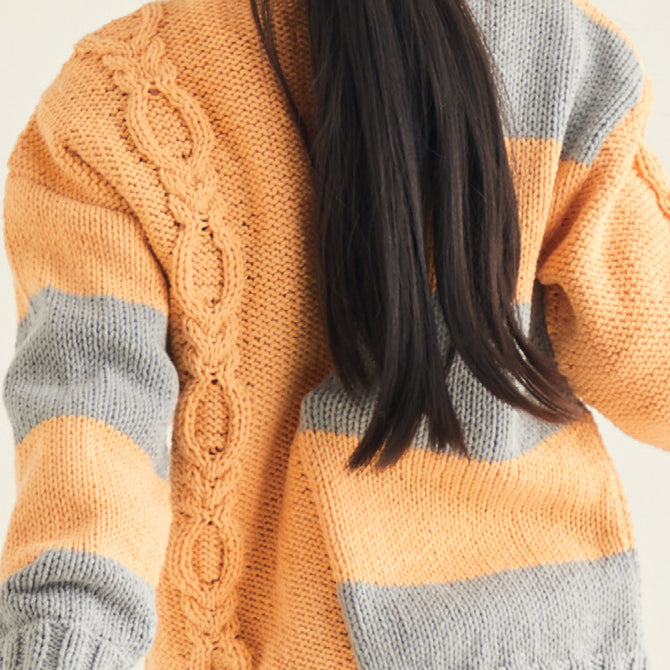 Sirdar Cabled Striped Cardigan Knitting Pattern