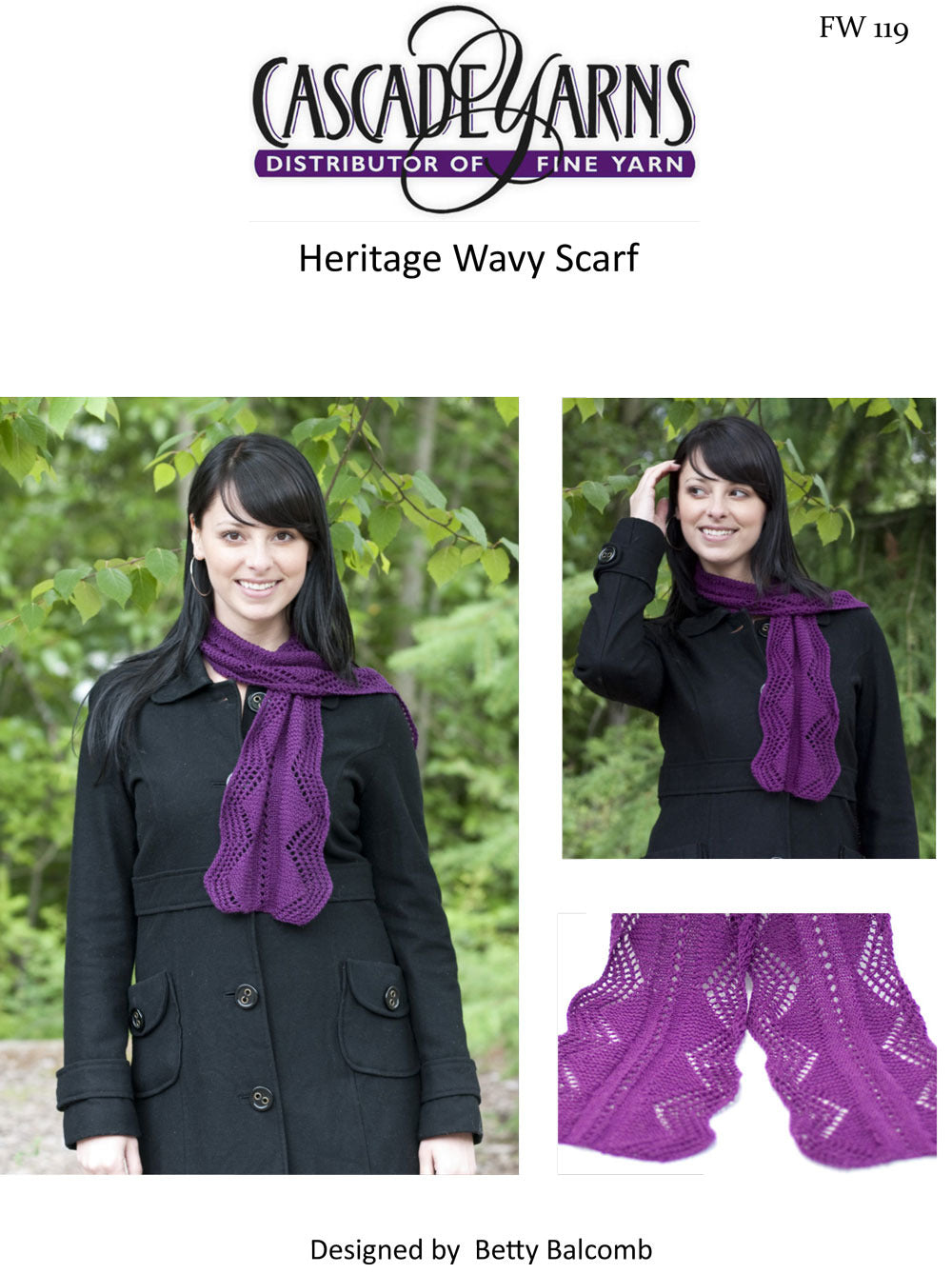 Cascade Yarns FW Heritage Wavy Scarf Knitting Pattern