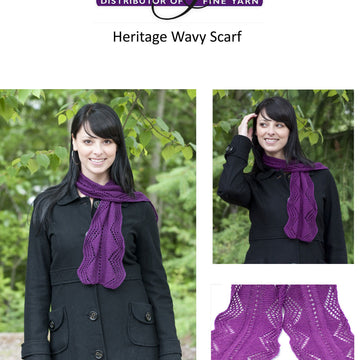 Cascade Yarns FW Heritage Wavy Scarf Knitting Pattern