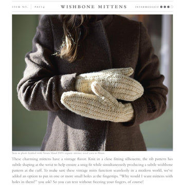 Swans Island Wishbone Mittens Knitting Pattern