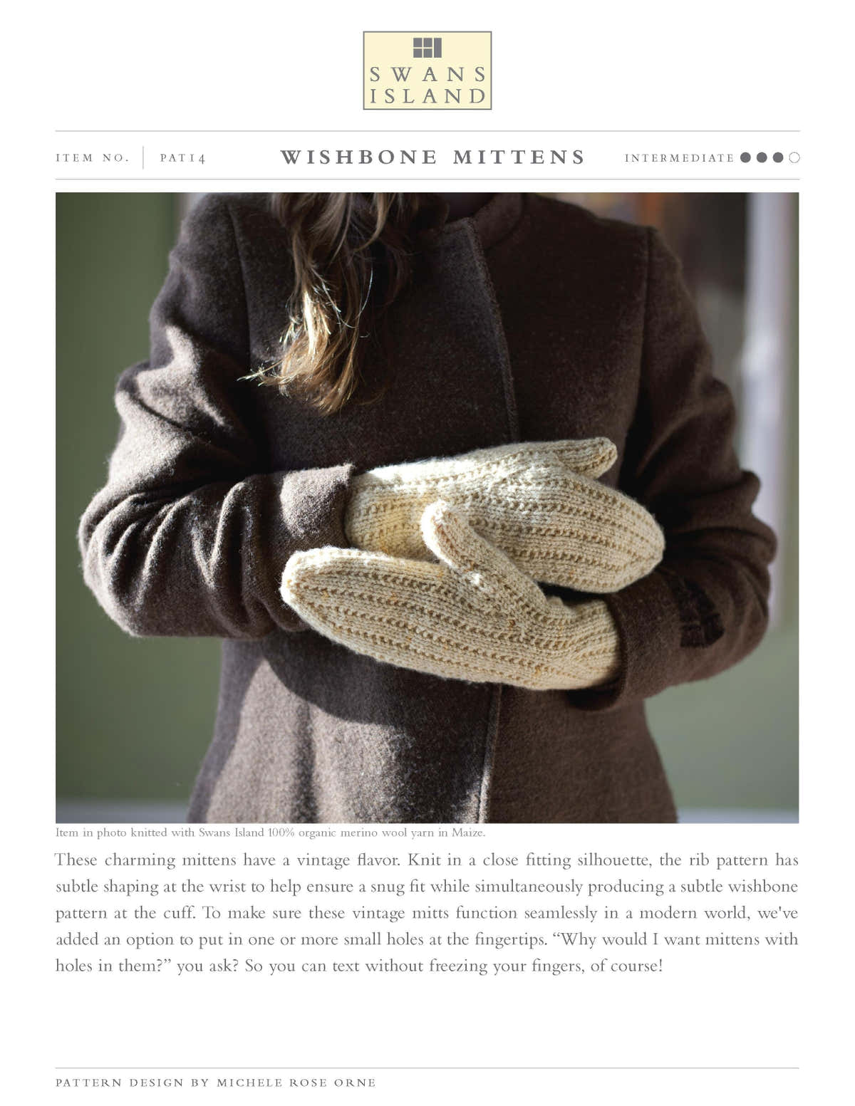 Swans Island Wishbone Mittens Knitting Pattern