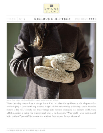 Swans Island Wishbone Mittens Knitting Pattern