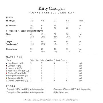 Willow & Lark Kitty Cardigan Knitting Pattern