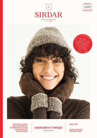 Sirdar Contrast Hat & Mitts Gloves Knitting Pattern