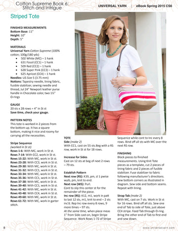 Universal Yarn Striped Tote Bag Knitting Pattern