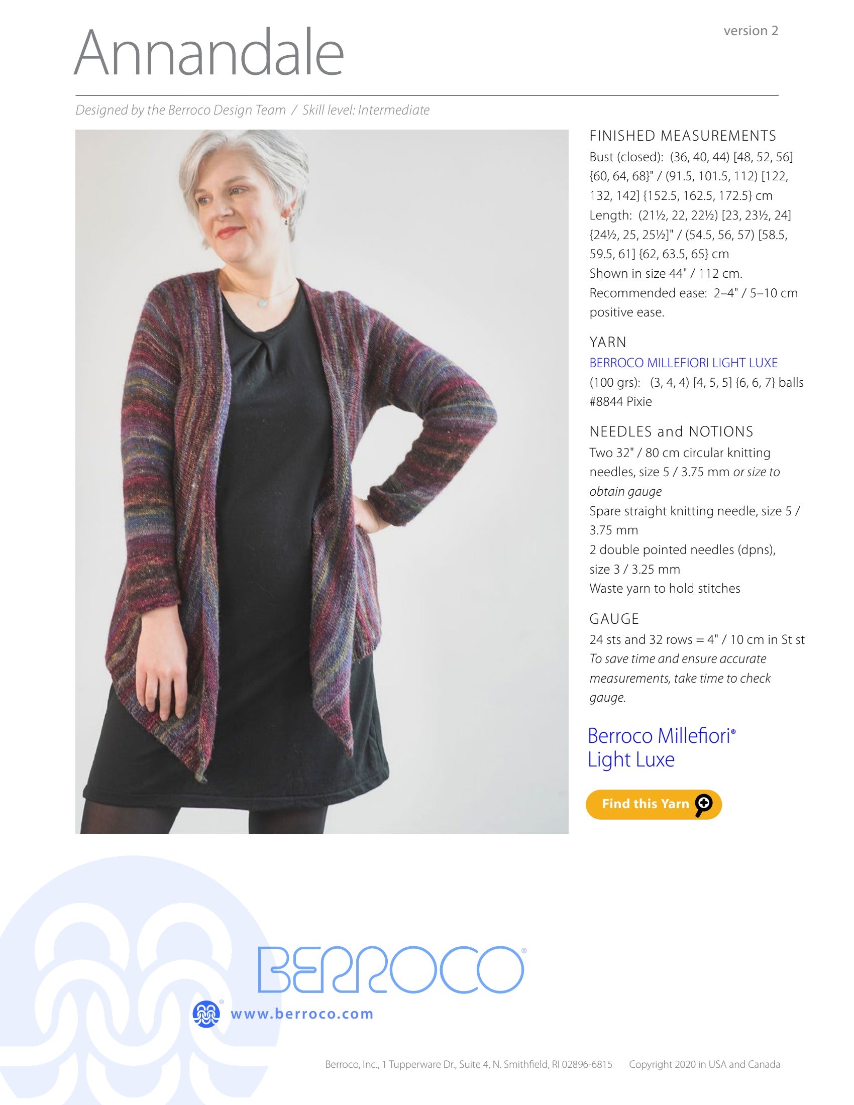 Berroco Annandale Cardigan Knitting Pattern