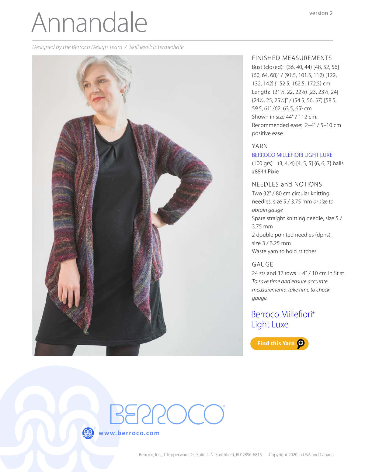 Berroco Annandale Cardigan Knitting Pattern
