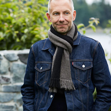 Churchmouse Studio Graphic Two-Tone Wrap & Scarf in Rowan Kid Classic/Berroco Ultra Alpaca