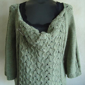 #102 Drape-Front Top-Down Lacy Cardigan