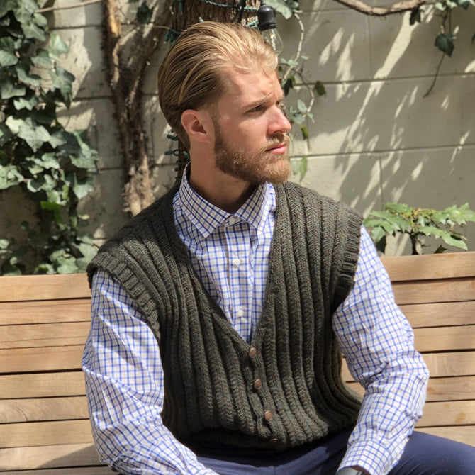Plymouth Yarn Man's Cable Rib Vest Knitting Pattern