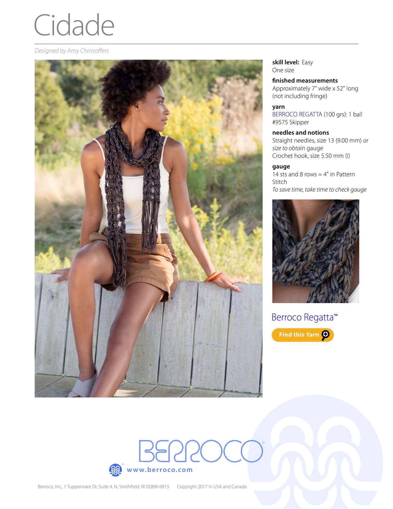 Berroco Cidade Scarf Knitting Pattern