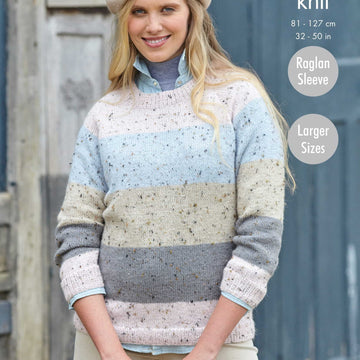 Ladies Round & High Neck Sweaters Jumper Knitting Pattern