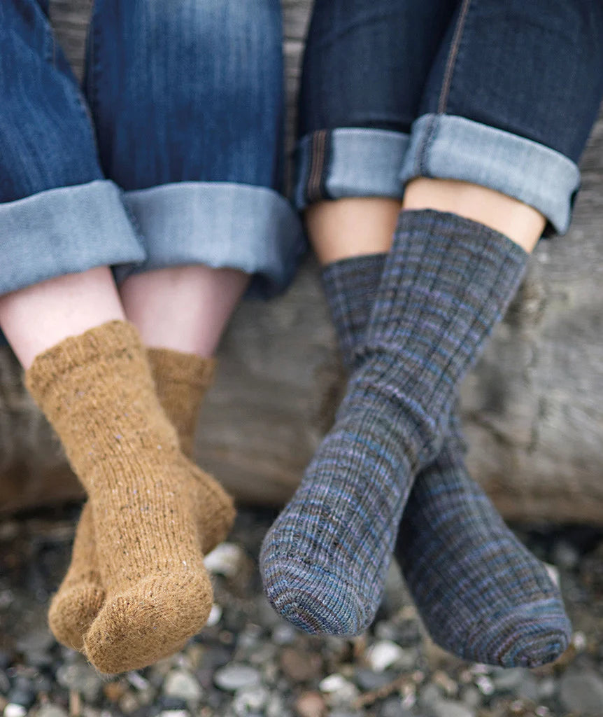 Churchmouse Studio Basic Sock (in 2 gauges) in Rowan Felted Tweed/Cacade