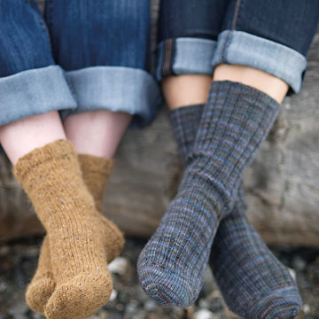 Churchmouse Studio Basic Sock (in 2 gauges) in Rowan Felted Tweed/Cacade