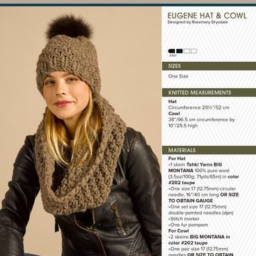 Tahki Yarns Eugene Hat & Cowl Knitting Pattern