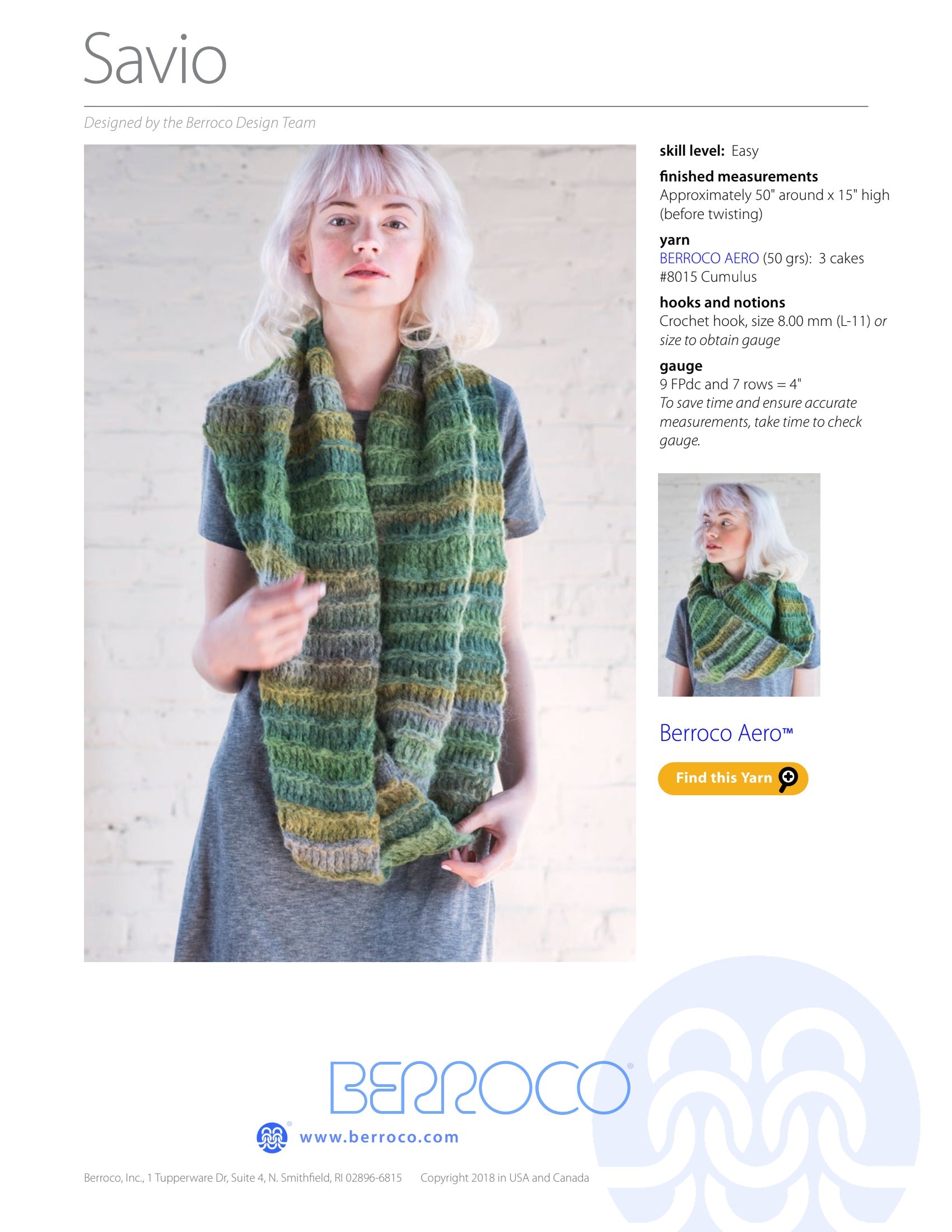 Berroco Savio Cowl Crochet Pattern