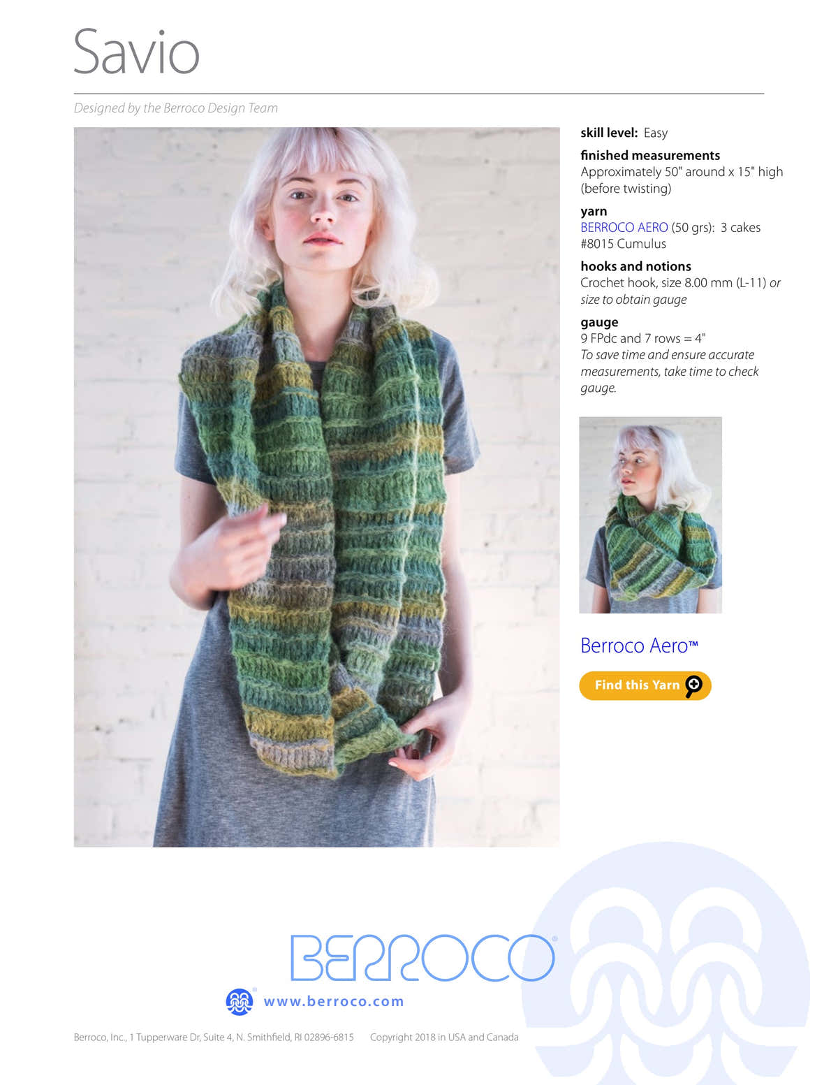 Berroco Savio Cowl Crochet Pattern