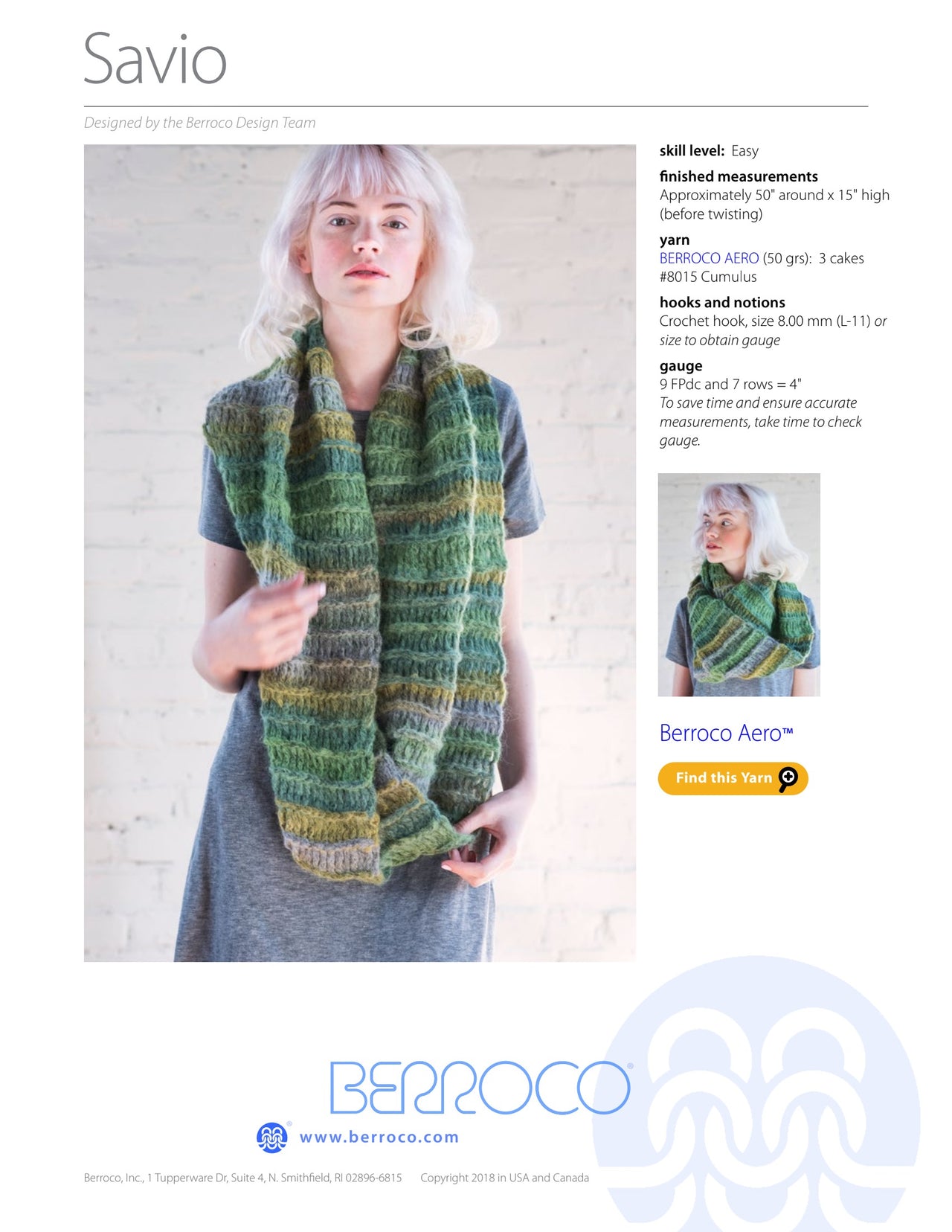 Berroco Savio Cowl Crochet Pattern