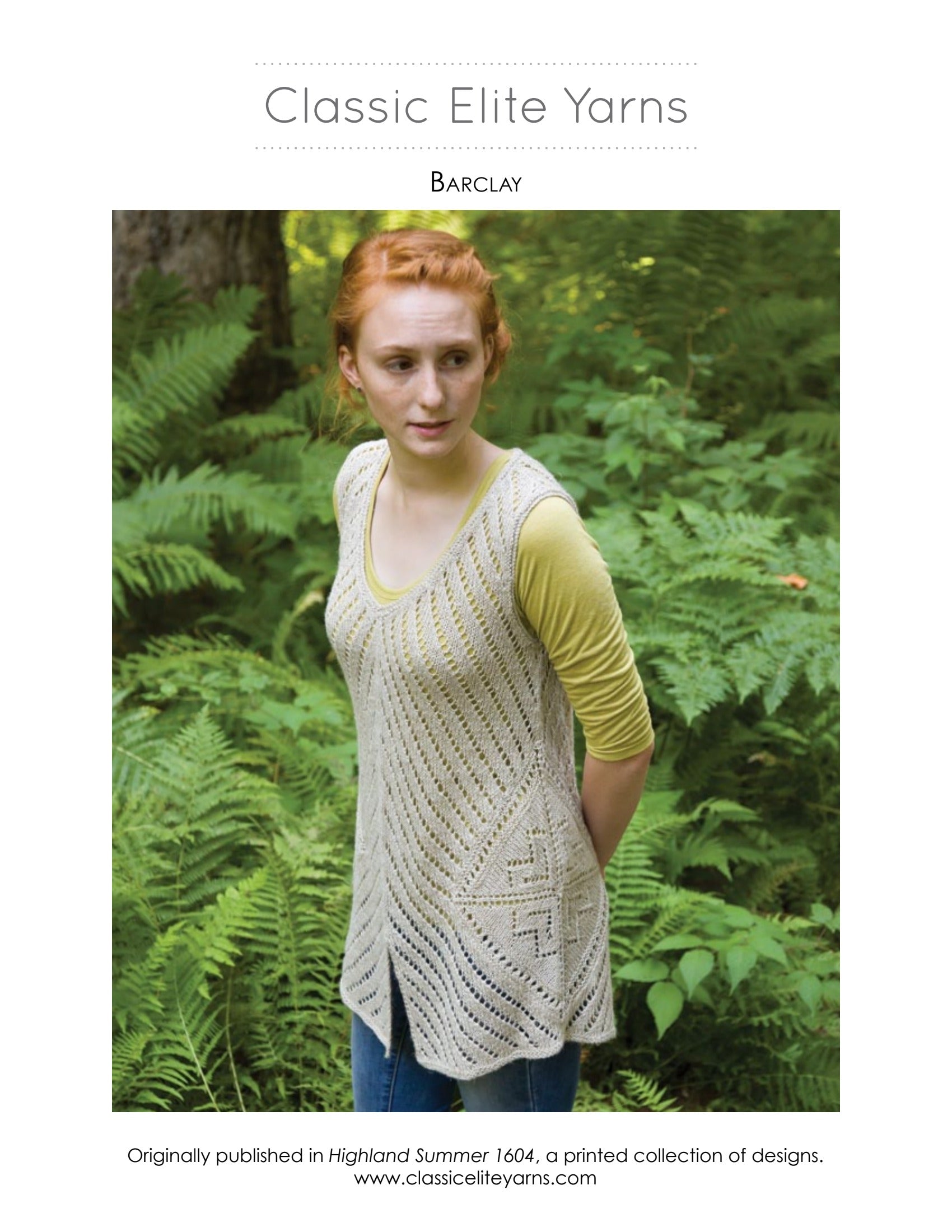 Classic Elite Yarns Barclay Vest Knitting Pattern