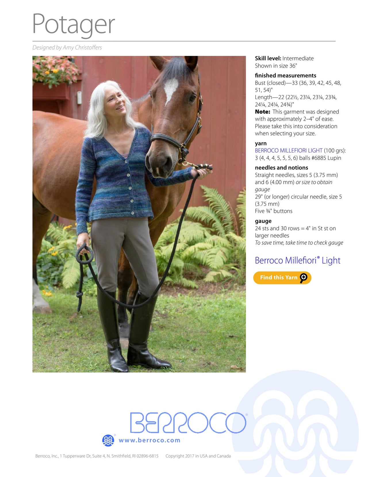 Berroco Potager Cardigan Knitting Pattern