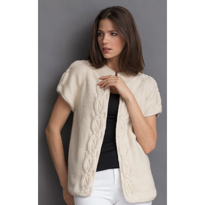 String Pamela Cabled Vest Cardigan Knitting Pattern