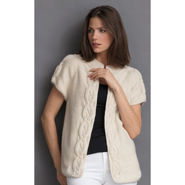 String Pamela Cabled Vest Cardigan Knitting Pattern