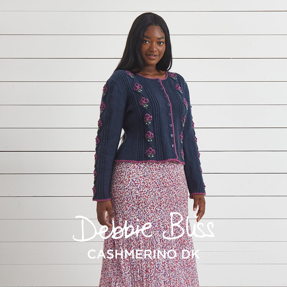Debbie Bliss Embroidered Flowers Cardigan Knitting Pattern