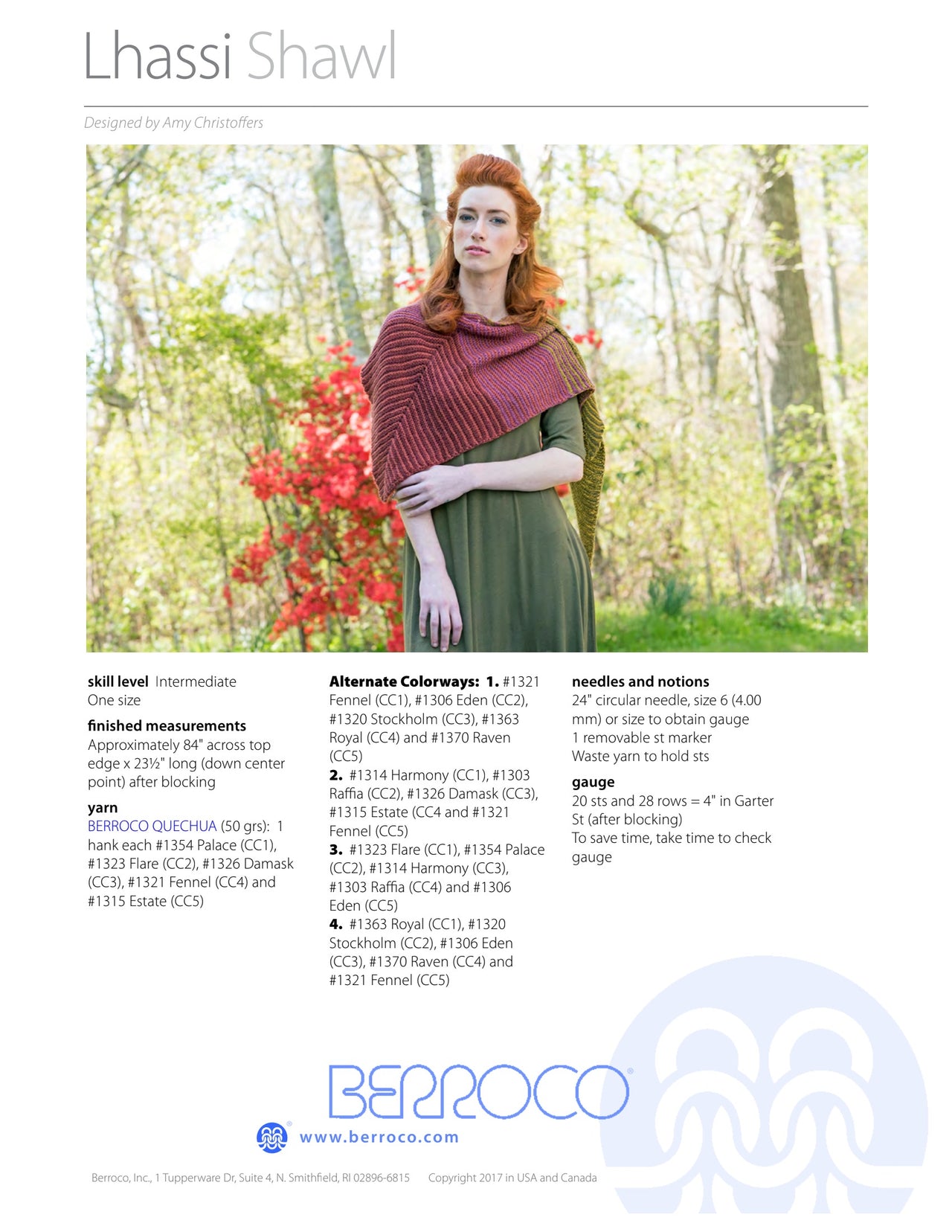 Berroco Lhassi Shawl Wrap Knitting Pattern