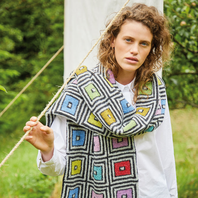 Rowan Black & White Box Scarf Knitting Pattern