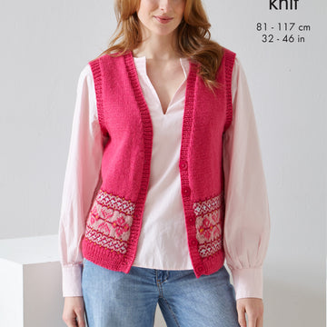 Fairisle Cardigan and Waistcoat in King Cole Merino Blend DK - 6365 - Leaflet