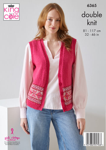 Fairisle Cardigan and Waistcoat in King Cole Merino Blend DK - 6365 - Leaflet