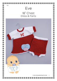 Eve Baby Dress & Pants knitting pattern 18 inch chest size.
