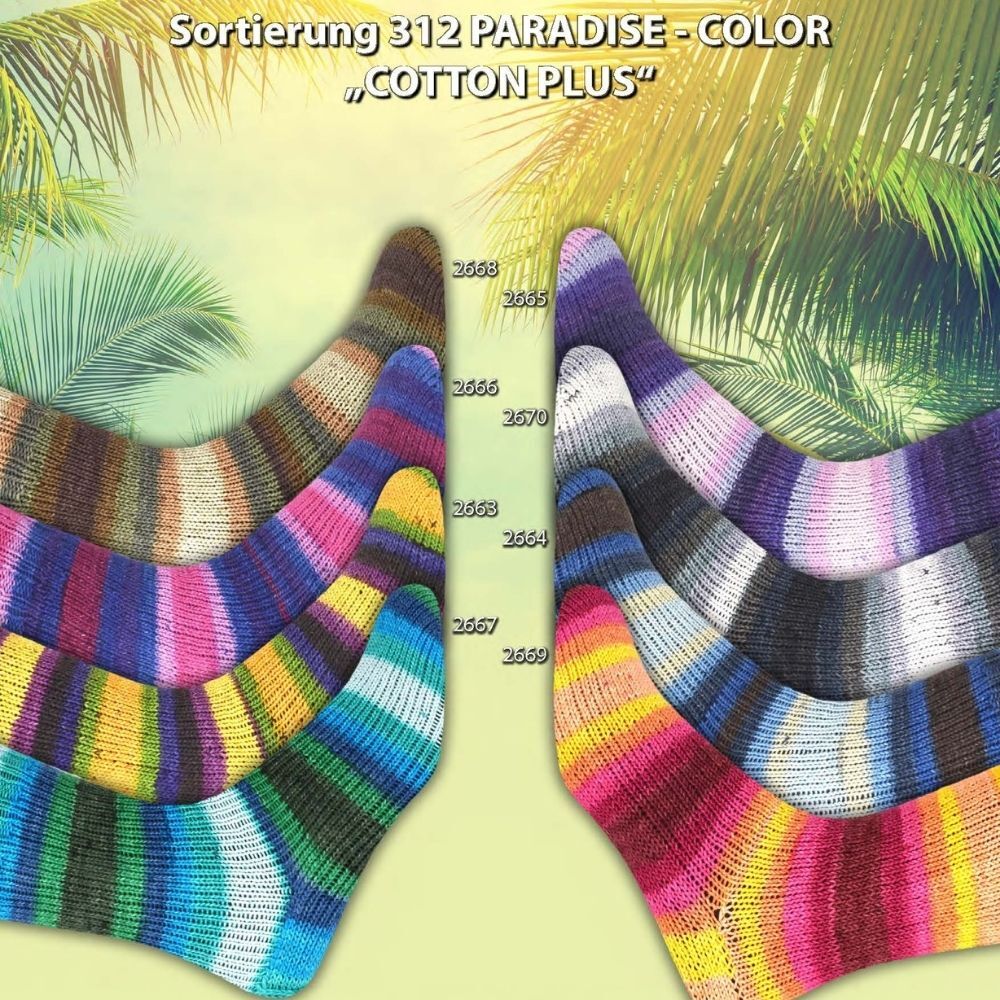 On-Line Supersocke 4-Ply Cotton Plus - 312 Paradise Color Yarn - Cotton 4 Ply