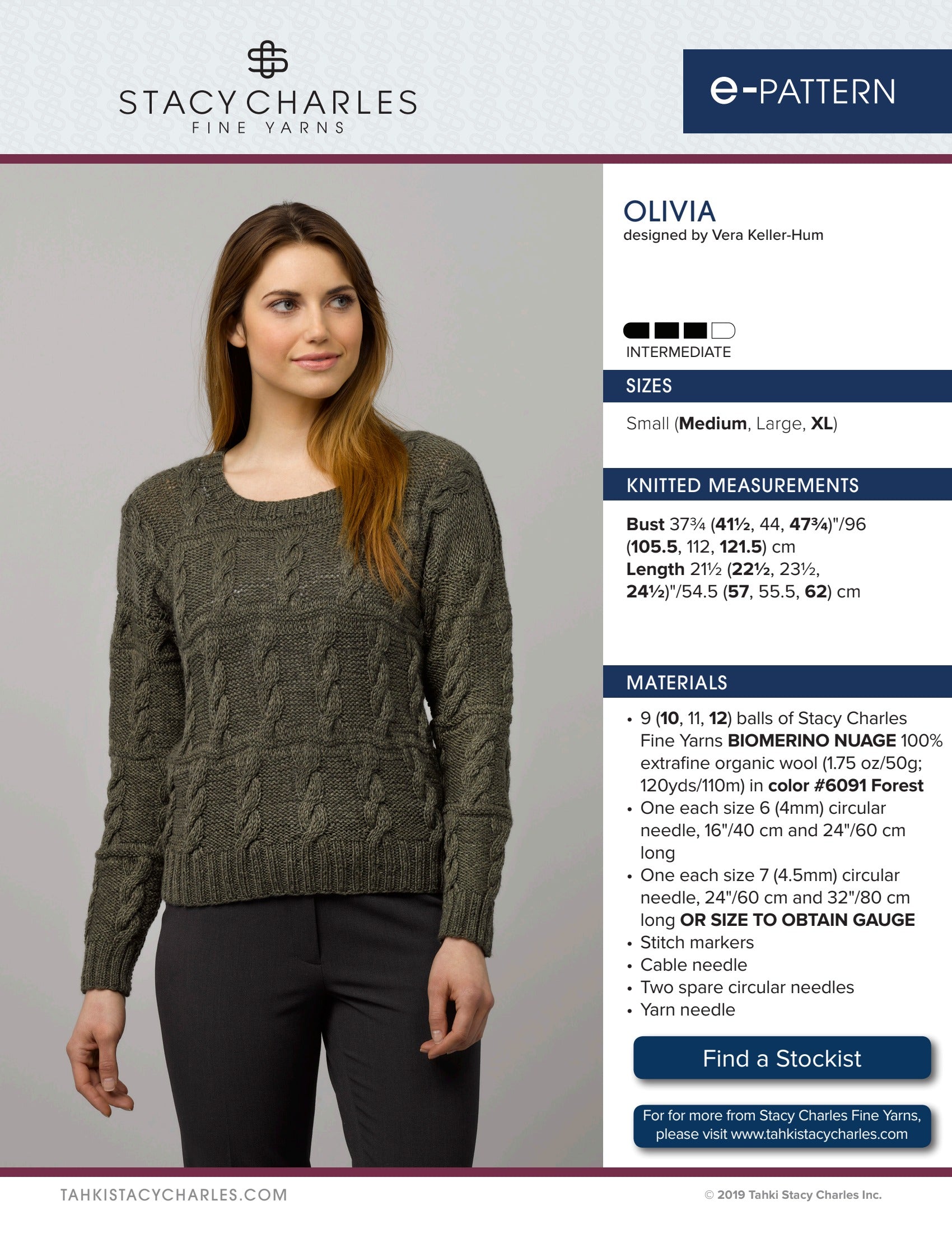 Stacy Charles Fine Yarns Olivia Jumper Knitting Pattern