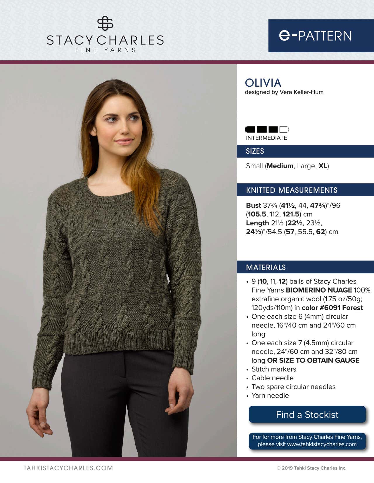 Stacy Charles Fine Yarns Olivia Jumper Knitting Pattern