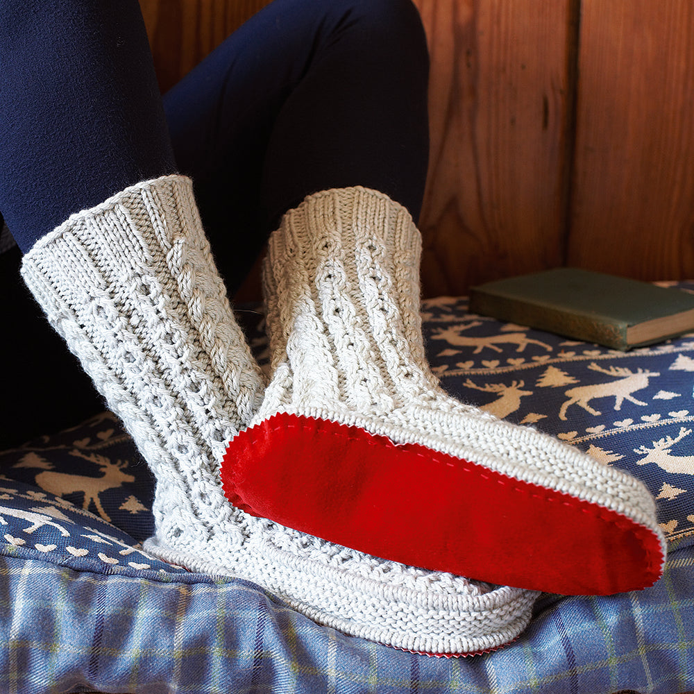 Debbie Bliss Cabled Slipper Socks Knitting Pattern