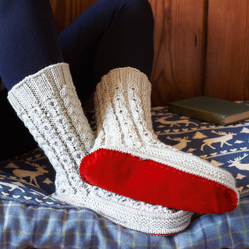 Debbie Bliss Cabled Slipper Socks Knitting Pattern