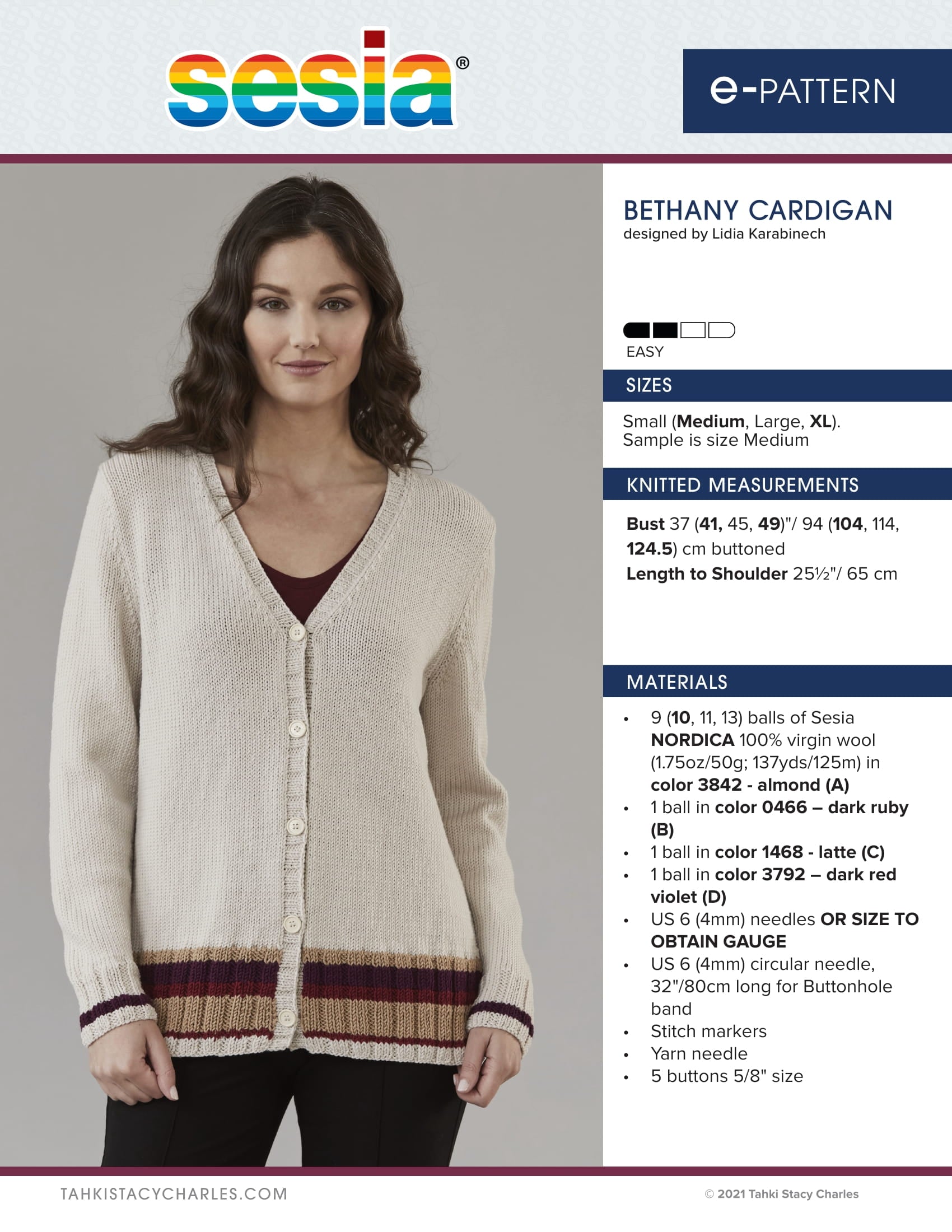 Sesia Bethany Cardigan Knitting Pattern