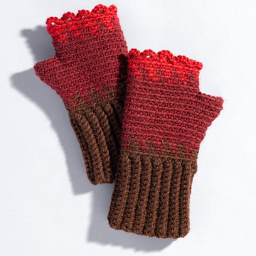 Valley Yarns Rose Hips Crocheted Gauntlets Pattern Pattern
