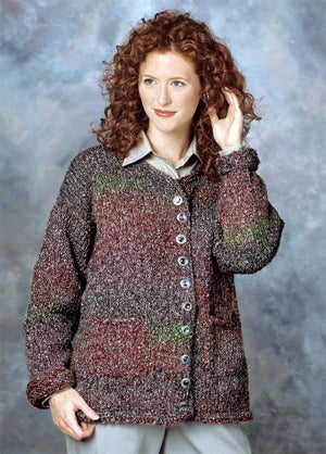 Knitted Bejeweled Cardigan - Sizes to X in Lion Brand Homespun A