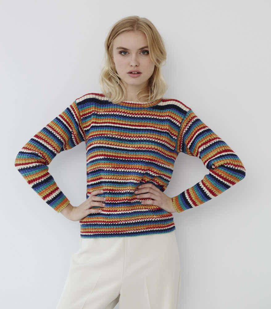Debbie Bliss Striped Ribbed Jumper Knitting Pattern