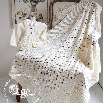 Lace and Diamond Heirloom Blanket and matching Jacket -  P098