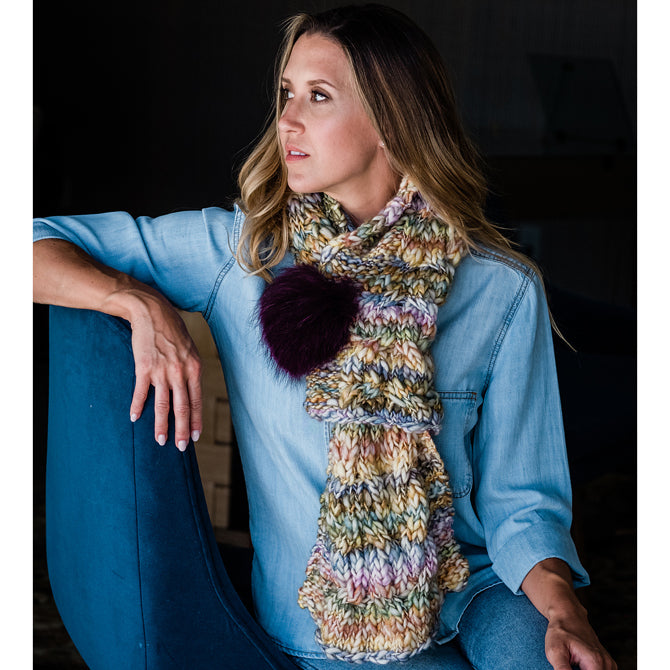 Trendsetter Yarns D Me Cabled Pull Through Scarf & Pom Pom