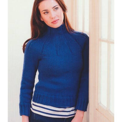 Plymouth Yarn 2768 Woman's Ribbed Yoke Pullover Knitting
