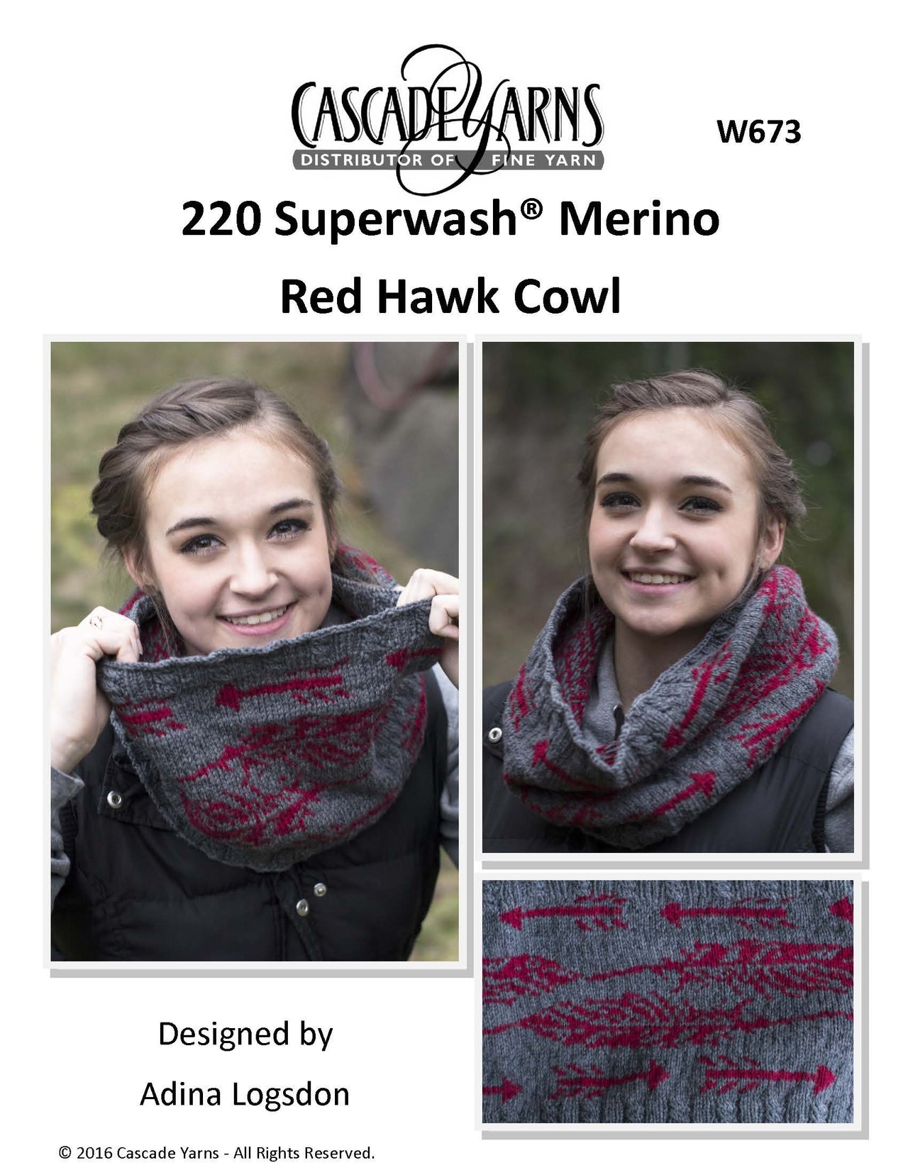 Red Hawk Cowl in Cascade Yarns 220 Superwash® Merino - W673 - Free PDF