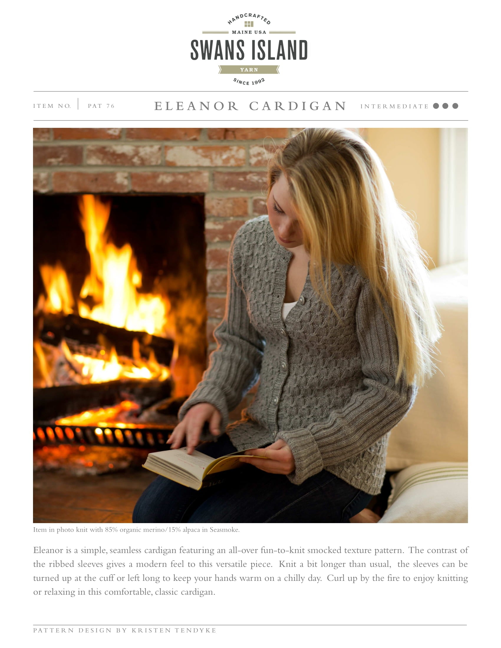Swans Island Eleanor Cardigan Knitting Pattern