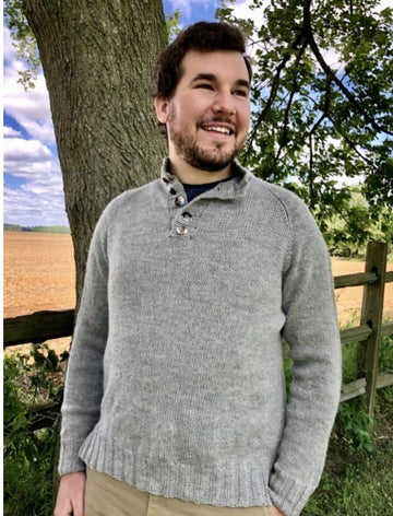 Plymouth Yarn 3417 Folded Collar Henley Pullover PDF