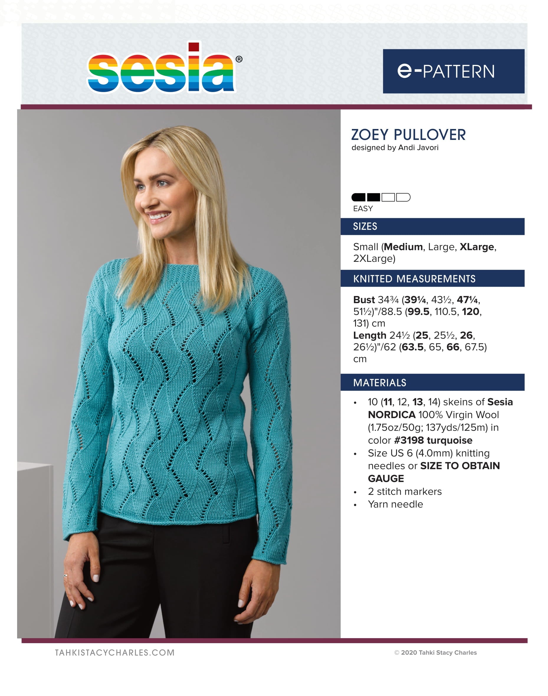 Sesia Zoey Pullover Jumper Knitting Pattern
